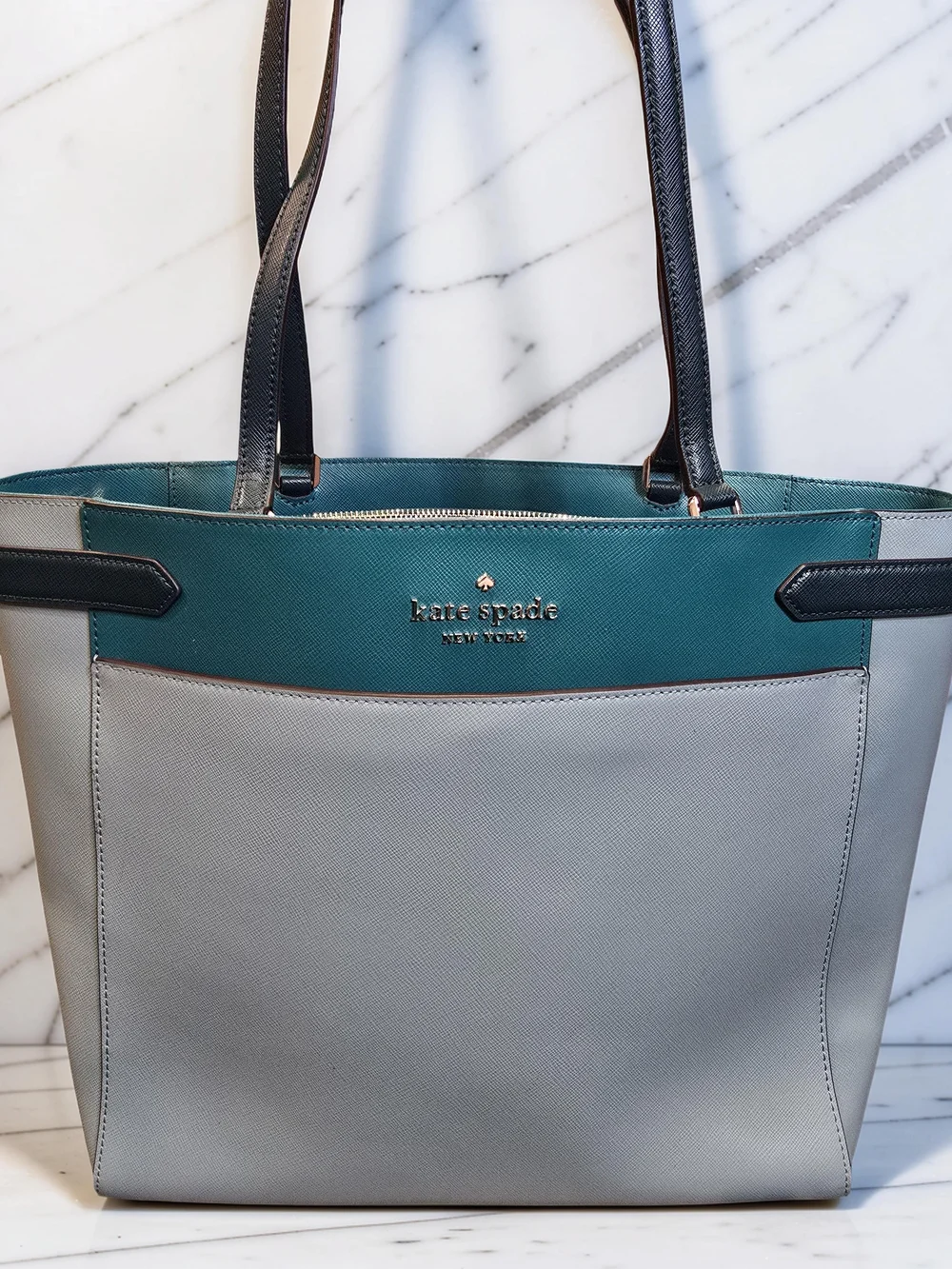 Kate Spade Staci Saffiano Leather Laptop Tote Bag Teal